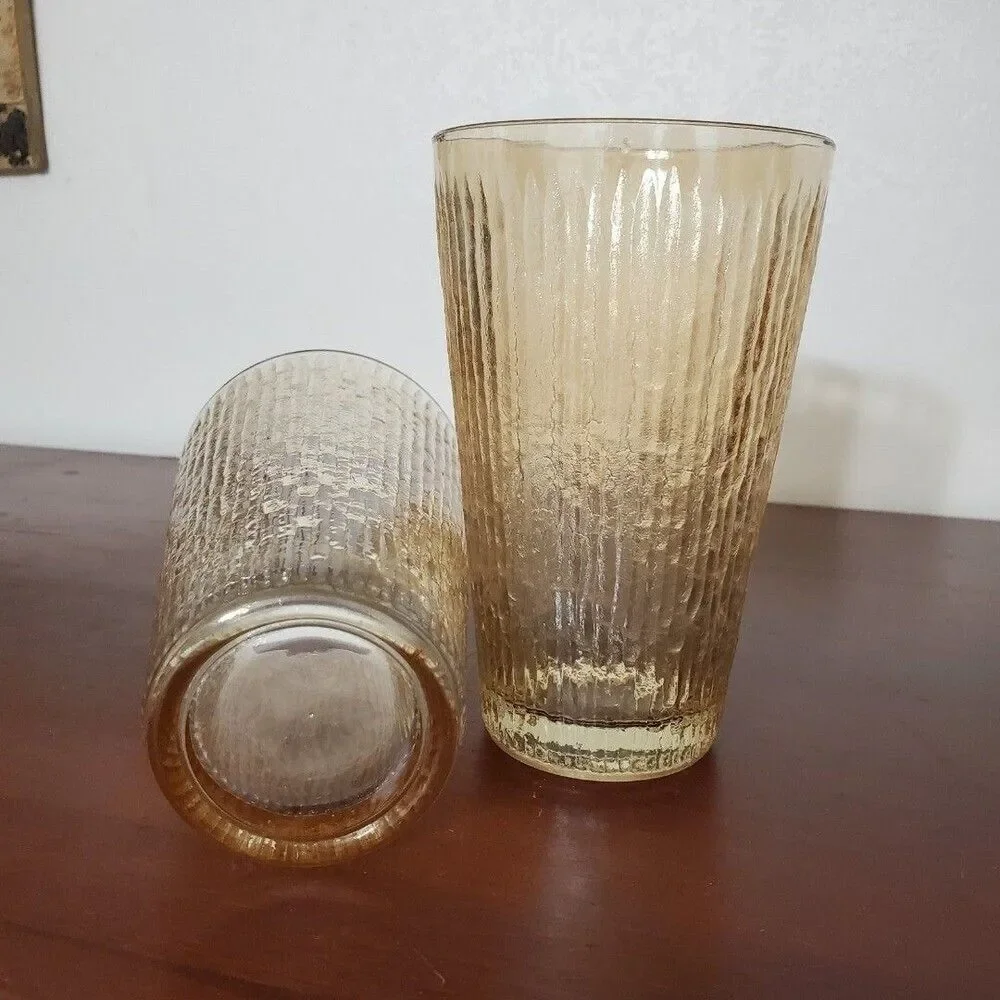 Vintage Jeannette Tree Bark Variant Ribbed Tumbler 5